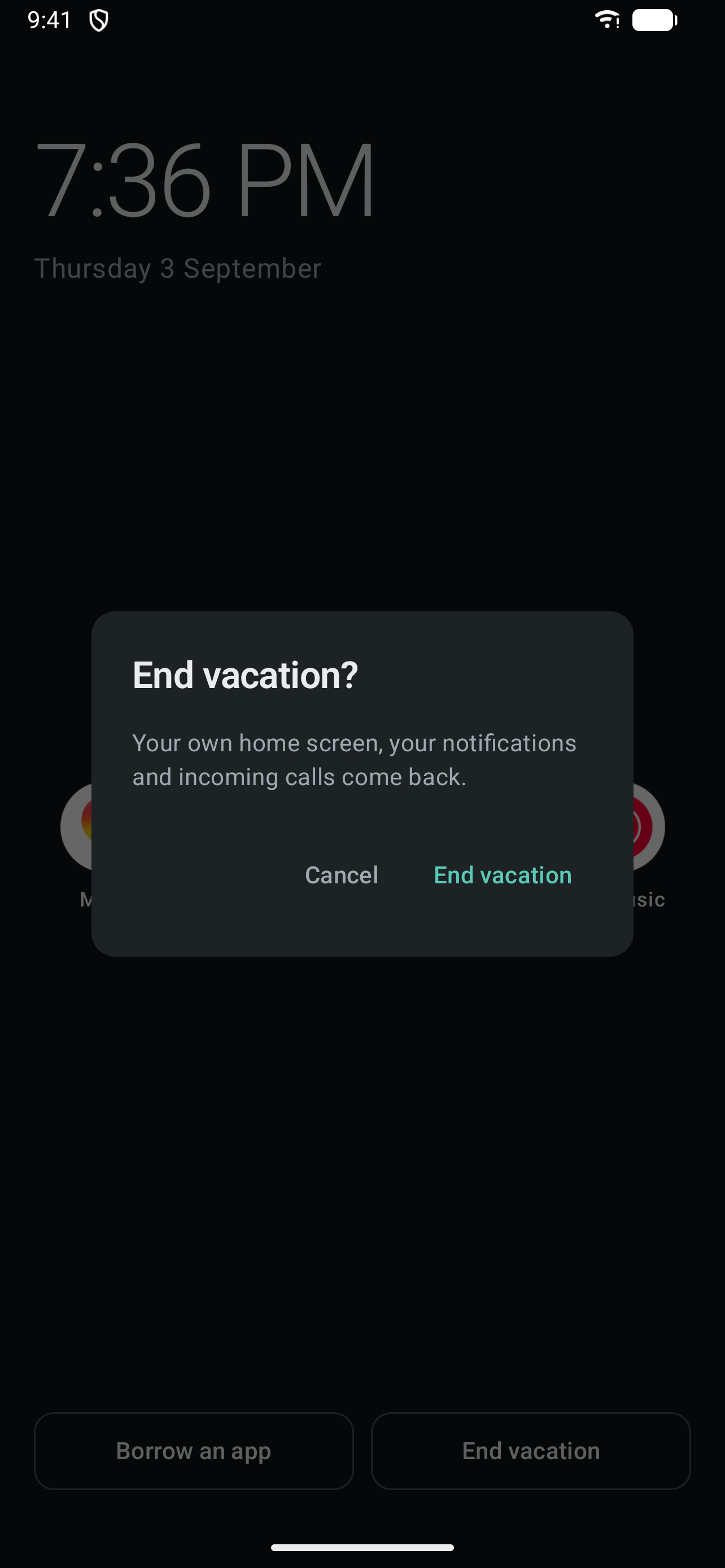 Bevestiging voor het beëindigen van de vakantie